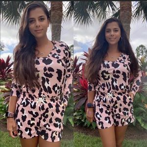 Two piece leopard set - pajama set - size small